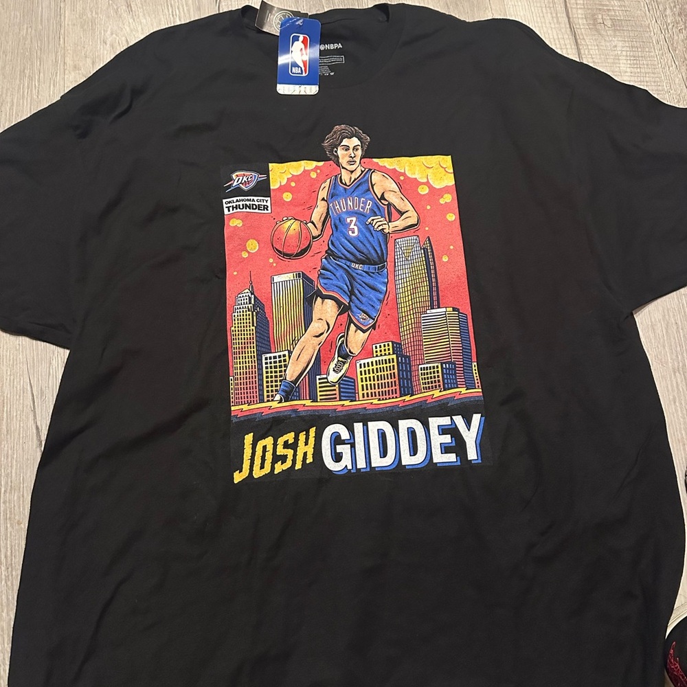 NBA Black Tee with Blue & Yellow Thunder Graphics
